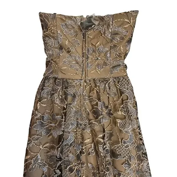 NWT Speechless LaceOverlay Formal/Cocktail/Festive Silver/nude Strapless Dress 9 - Picture 5 of 12